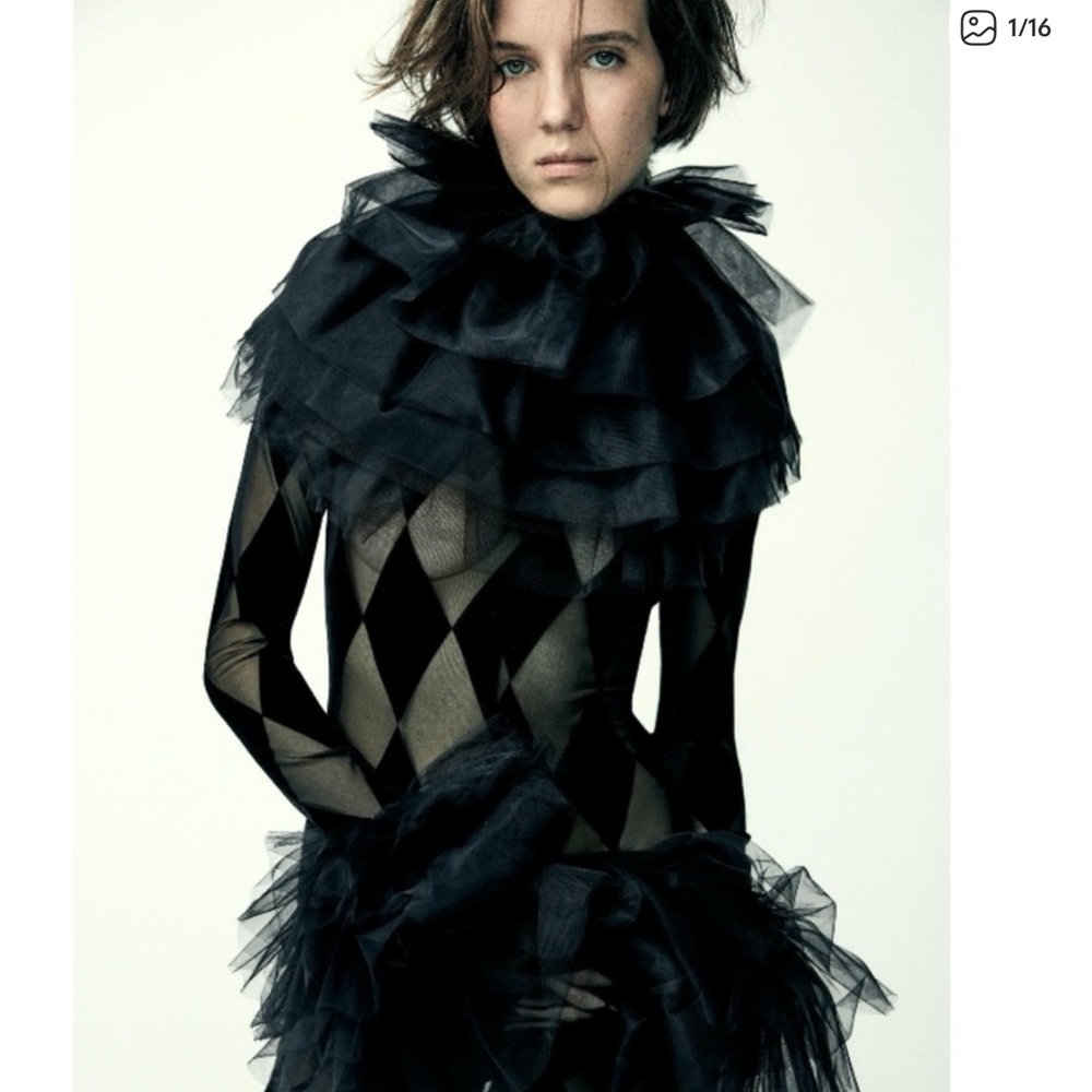 Zara long argyle tulle Halloween collection JUMPSUIT SIZE S